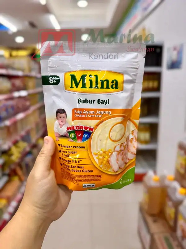 Milna Bubur Sup Ayam Jagung 100gr hanya di MarinaSwalayan! Rasa enak, bebas pengawet, buruan beli sekarang sebelum kehabisan.