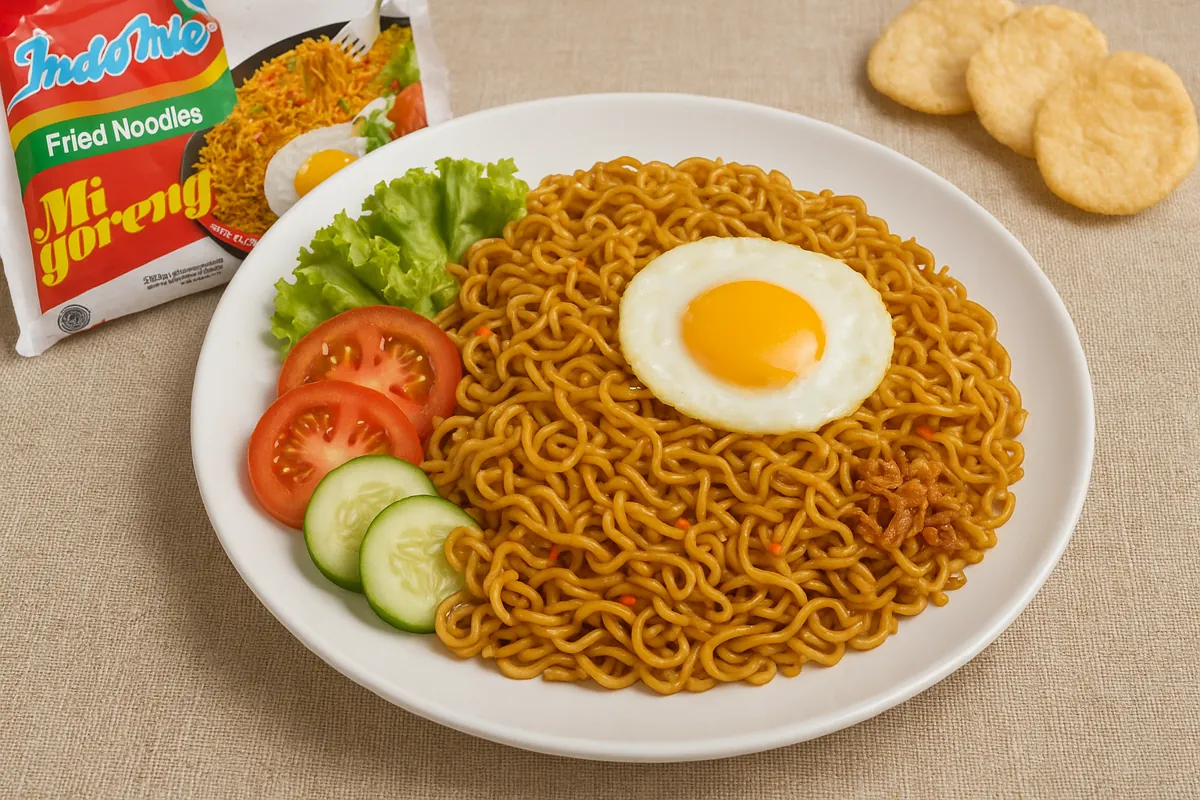 Varian mie goreng Indomie original dalam kemasan mi instan legendaris