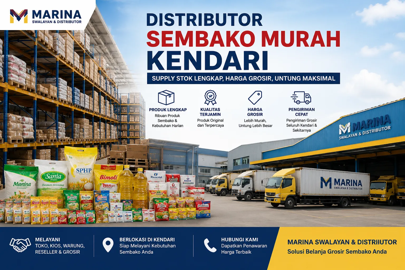 Distributor Sembako Murah Kendari – Pusat Grosir & Kulakan Warung Terlengkap | Marina Swalayan